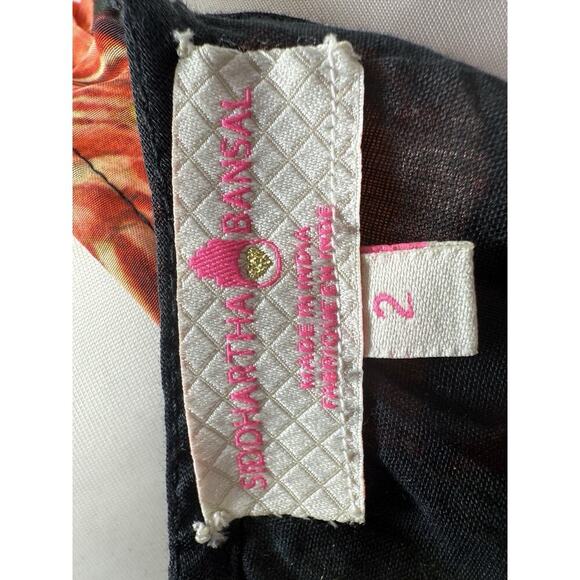 Siddhartha Bansal Halter Maxi Dress Lined Black Floral Sequin Detail Size 2 - Picture 10 of 11